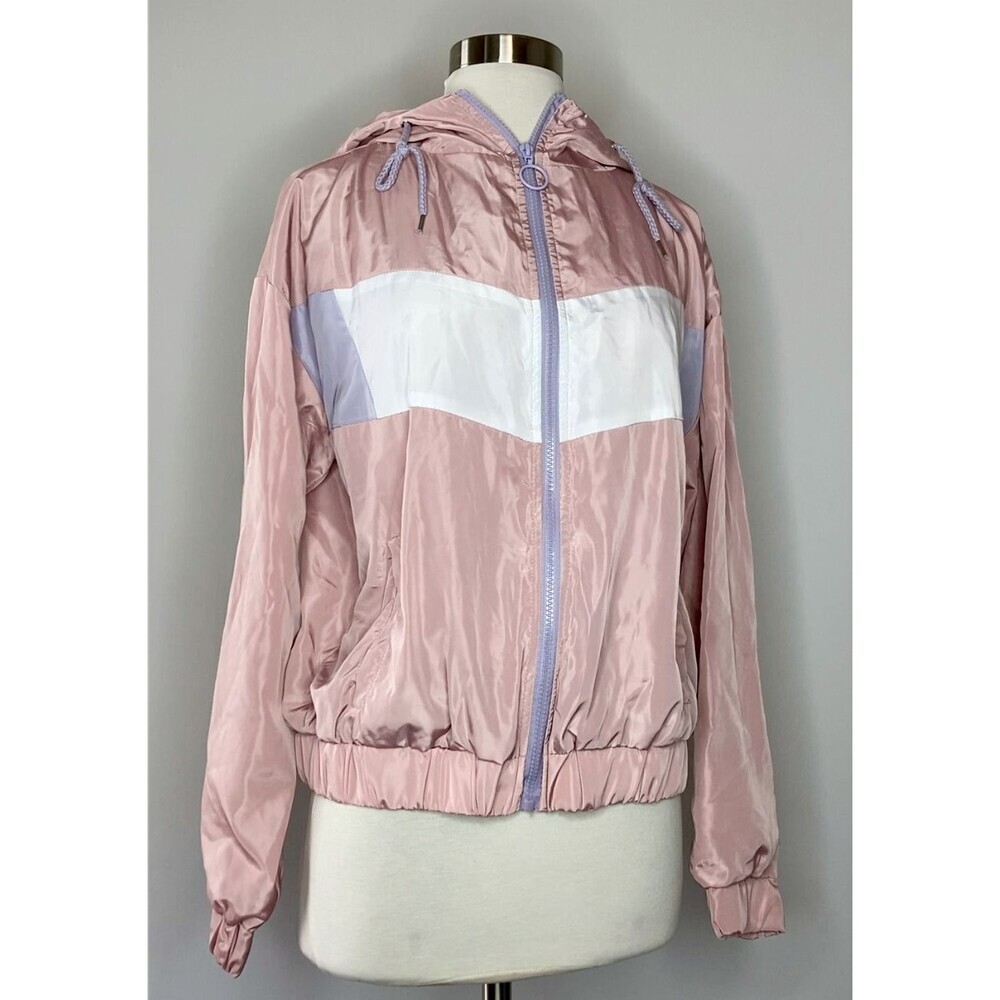 New Look SUPREME Jacket Blush‎ Pink Windbreaker Lilac White Stripe Medium